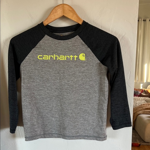 Carhartt Other - Carhartt Kids Long Sleeve Shirt in Gray and Black with Neon Logo